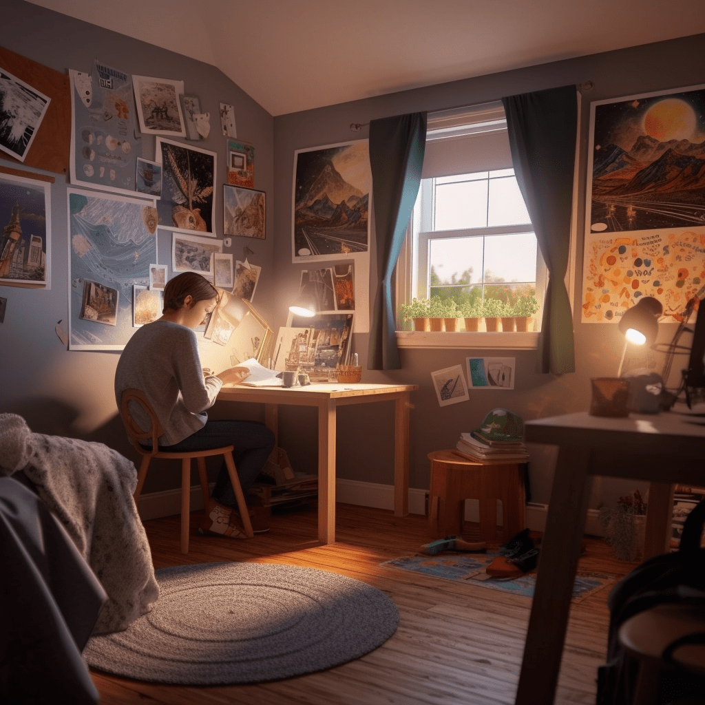 Student studying on his space with minimizing distractions 