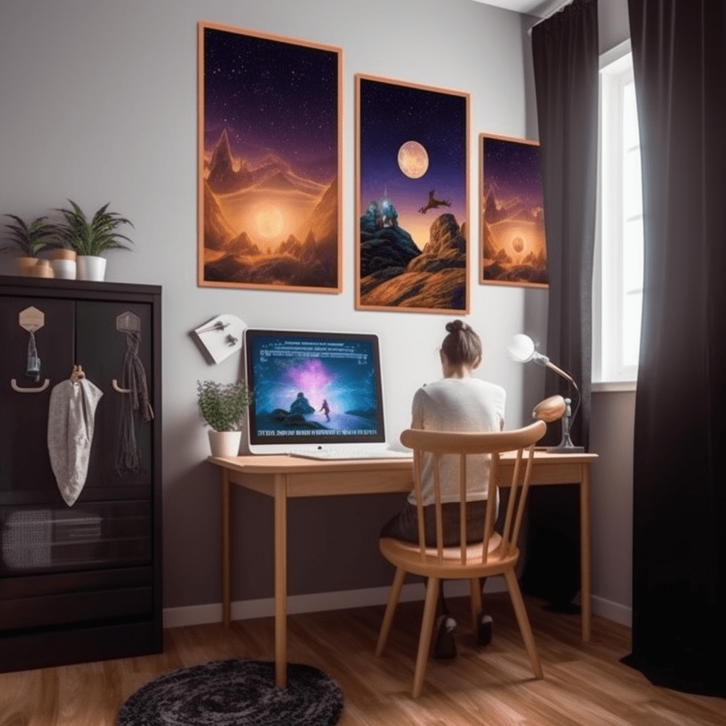 Student Studying on the space with Inspirational and Motivational Elements