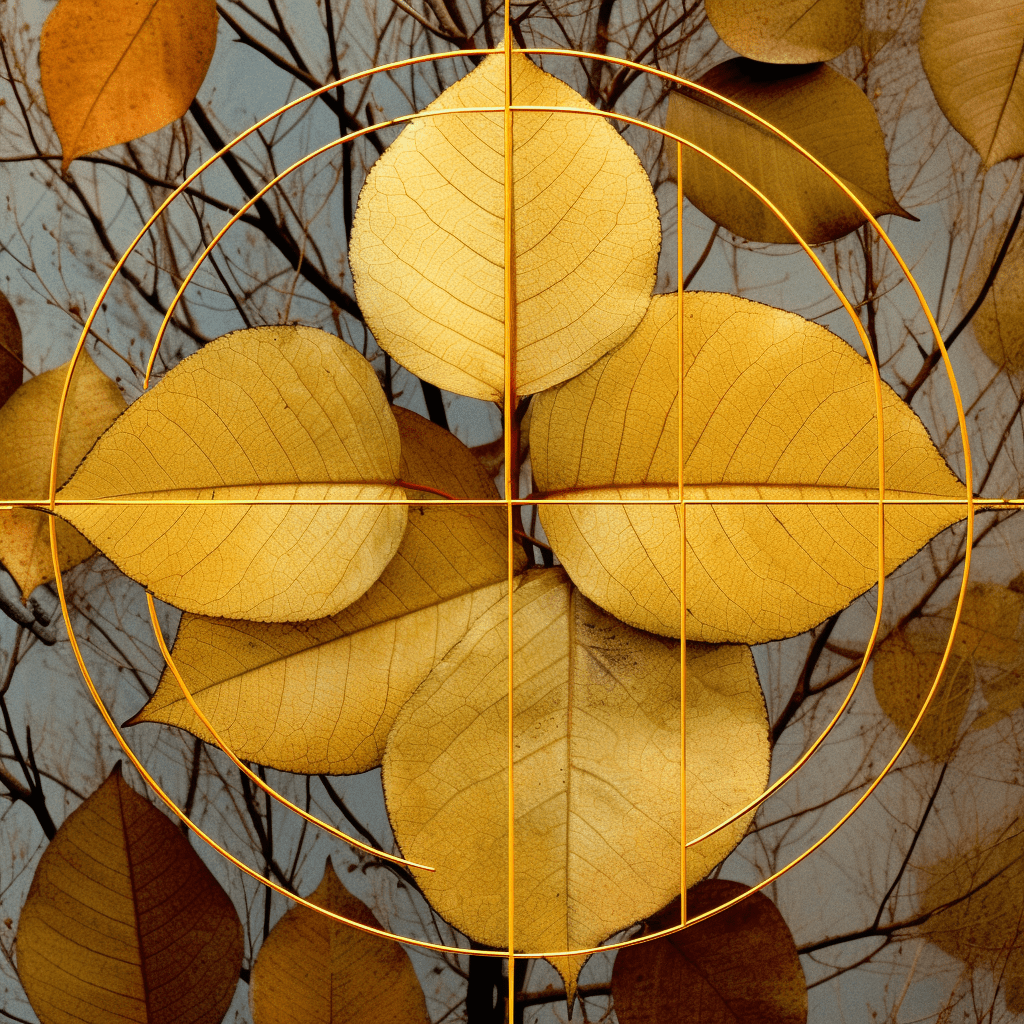 The Golden Ratio - illustrated on leaves, highlighting nature